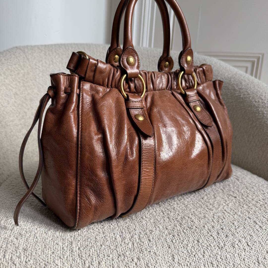 Miu Miu Vitello Leather Brown Handbag