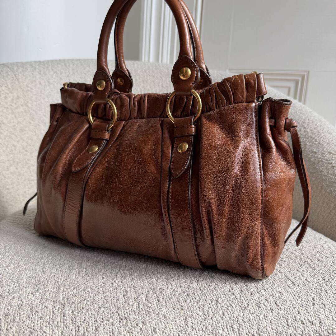 Miu Miu Vitello Leather Brown Handbag