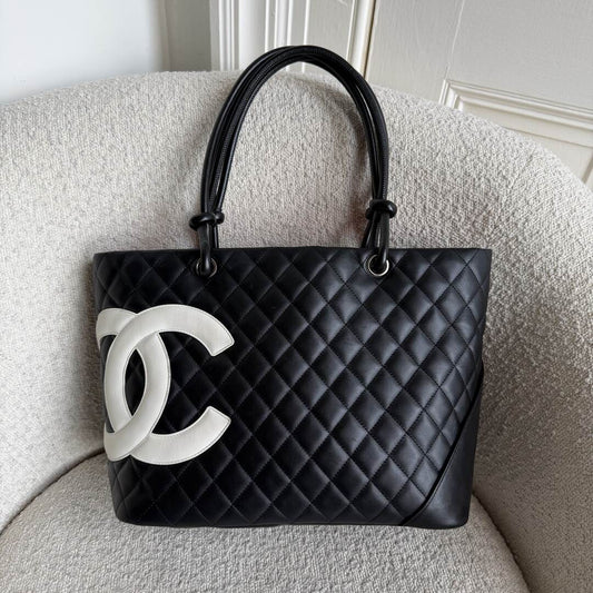 2005 Chanel Cambon Quilted Black Tote Bag