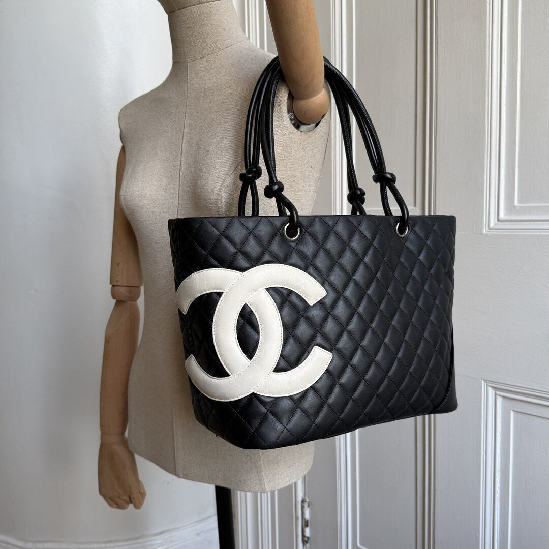 2005 Chanel Cambon Quilted Black Tote Bag