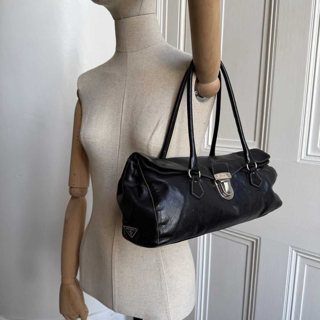 Prada Easy Leather Black Shoulder Bag