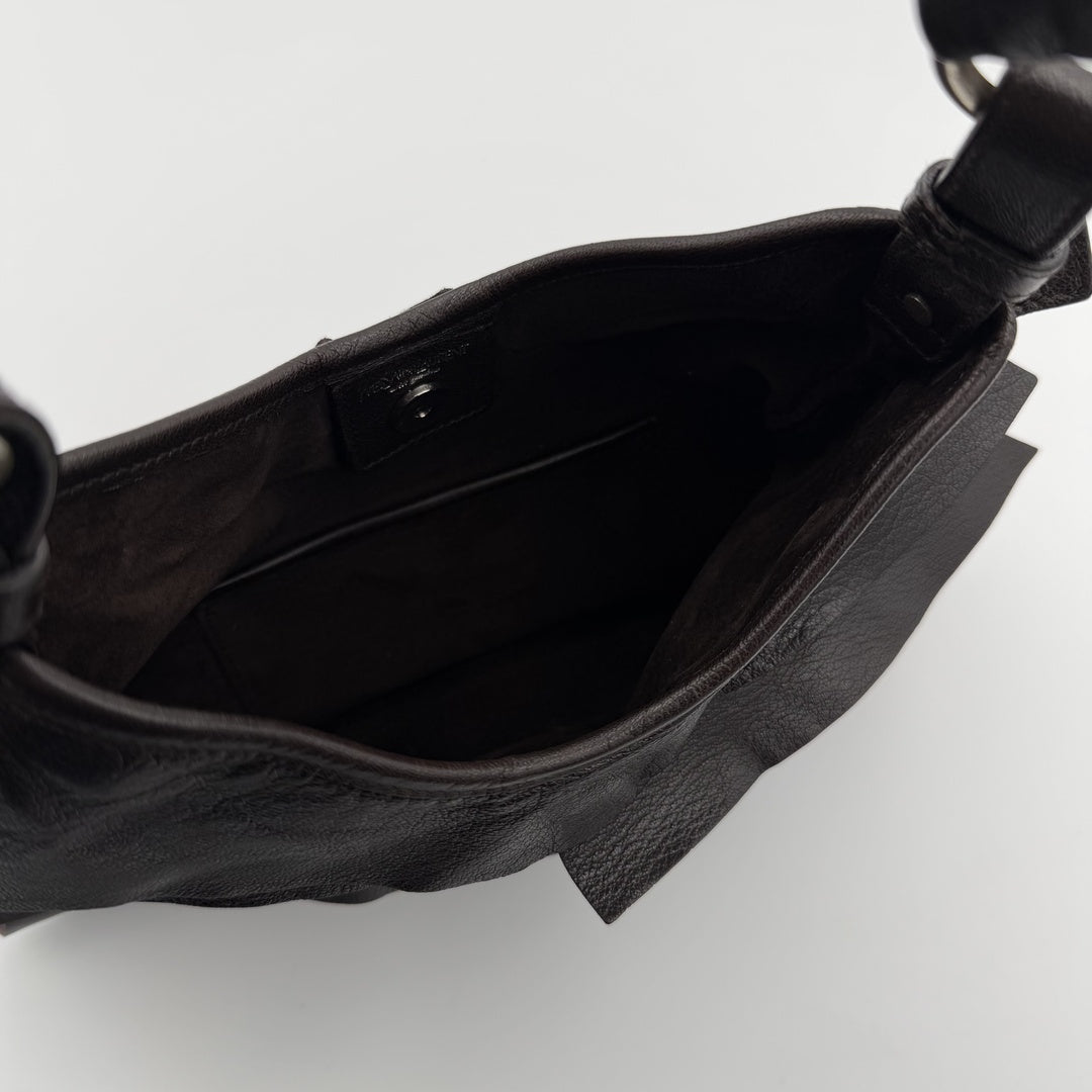 YSL Saint Tropez Leather Chocolate Brown Shoulder Bag