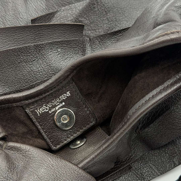 YSL Saint Tropez Leather Chocolate Brown Shoulder Bag
