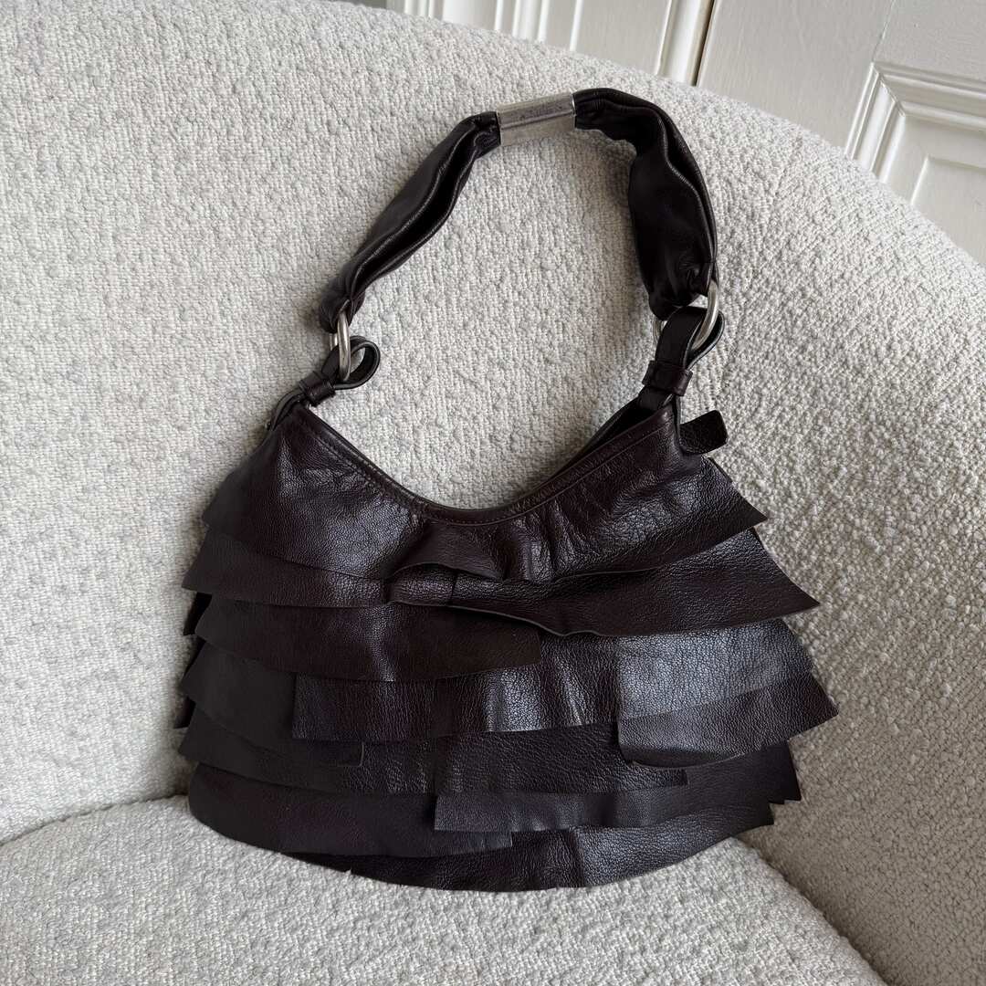 YSL Saint Tropez Leather Chocolate Brown Shoulder Bag