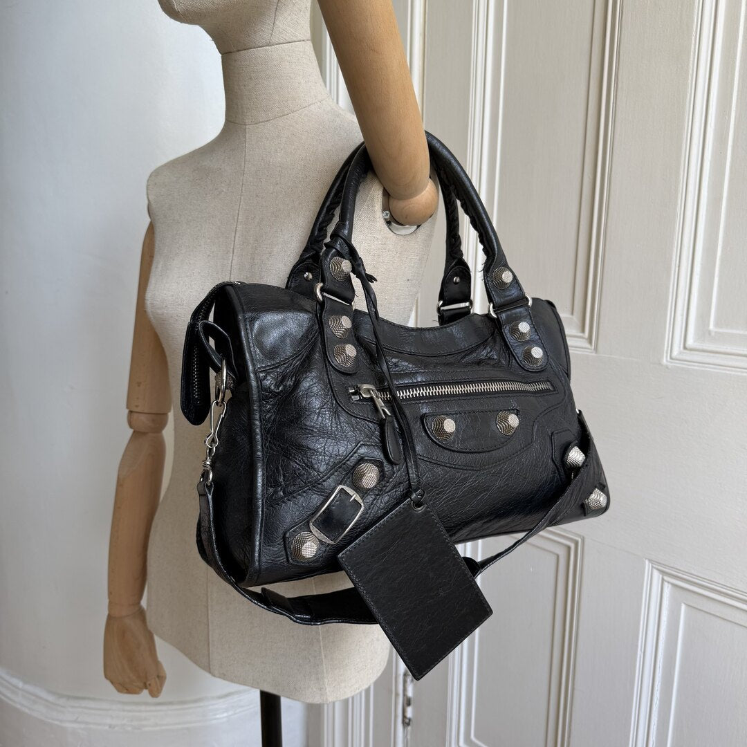 2010 Balenciaga The Giant City 21 Leather Black Bag