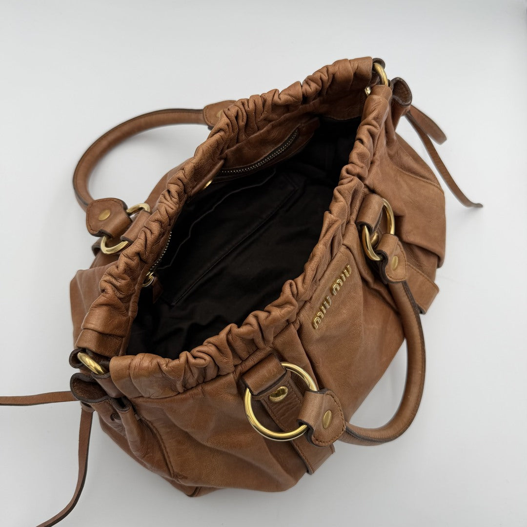 Miu Miu Vitello Leather Brown Handbag