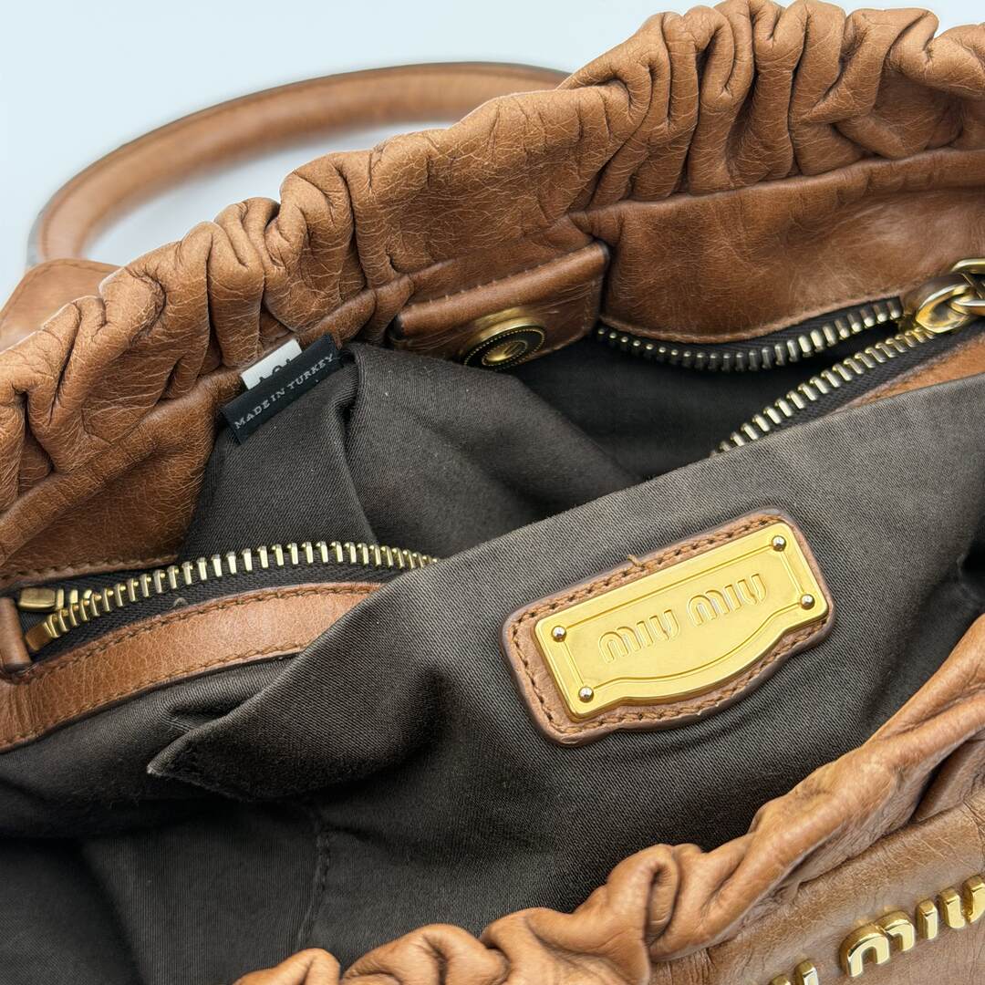 Miu Miu Vitello Leather Brown Handbag