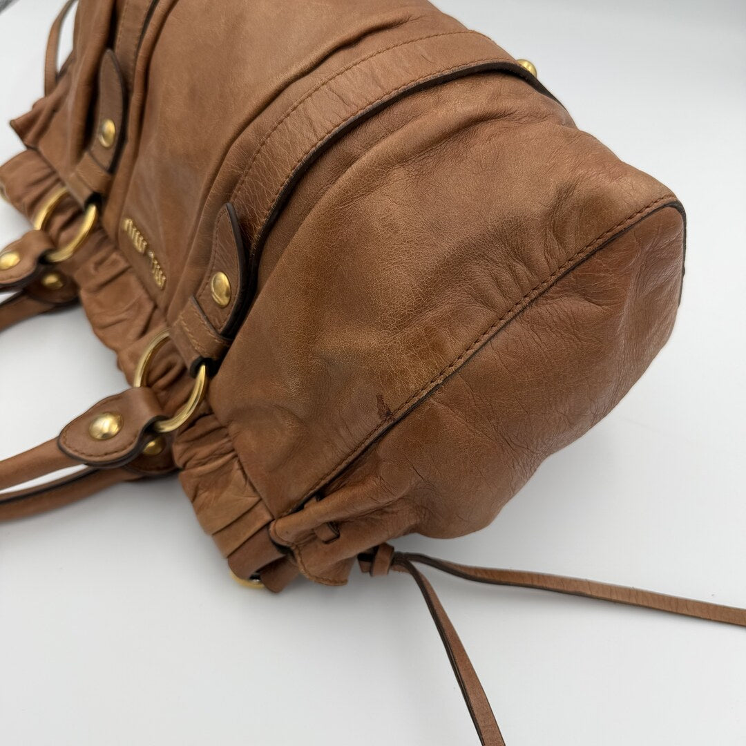 Miu Miu Vitello Leather Brown Handbag