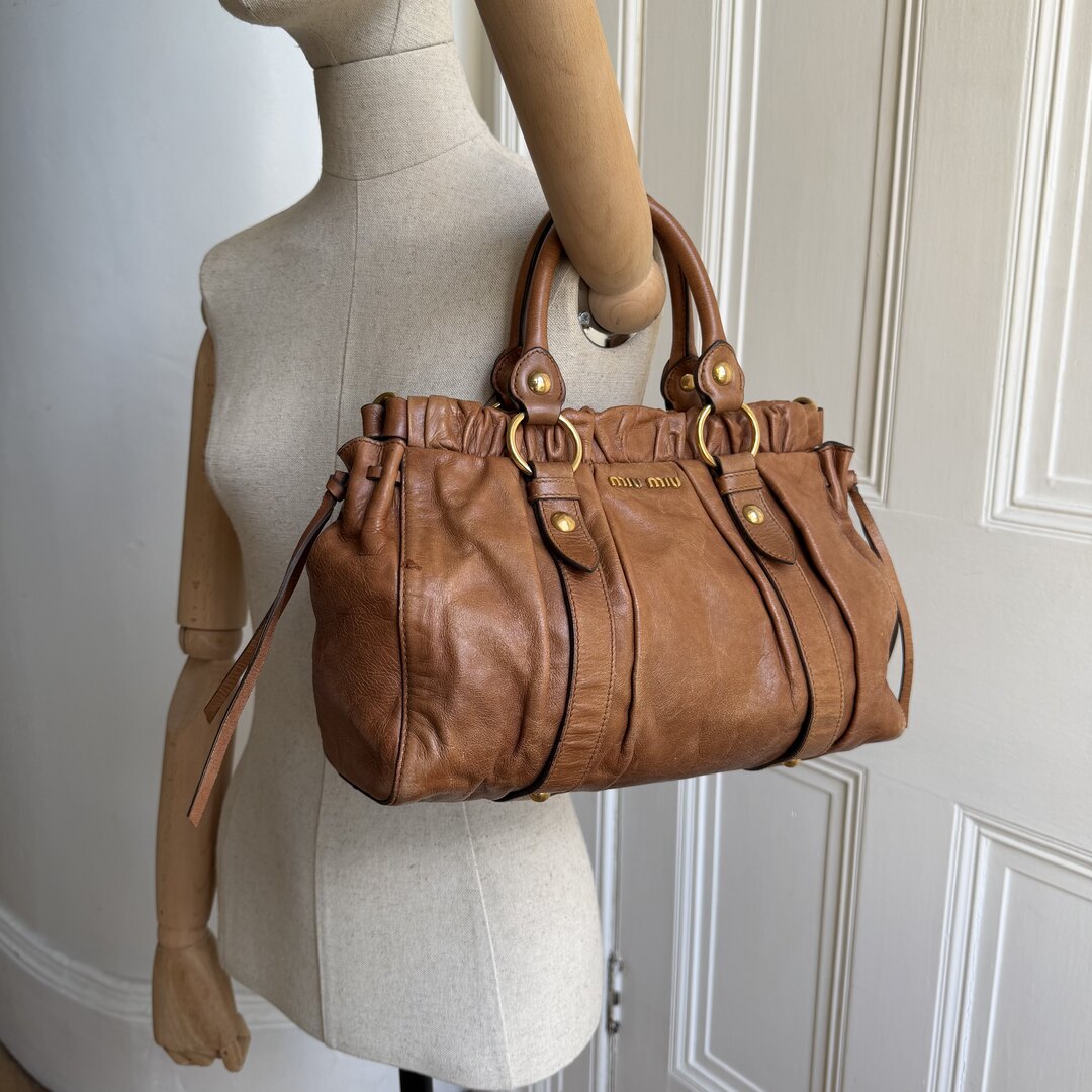 Miu Miu Vitello Leather Brown Handbag