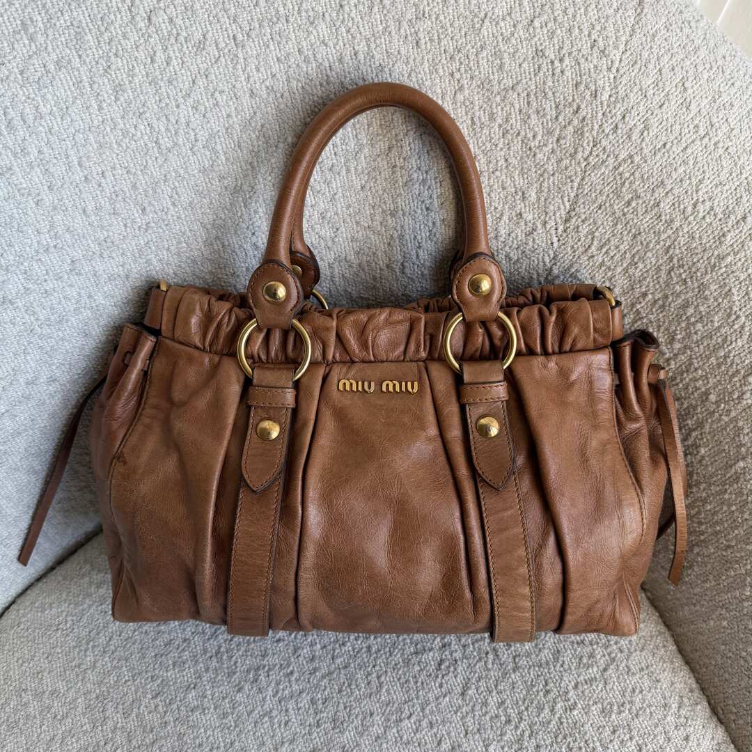 Miu Miu Vitello Leather Brown Handbag