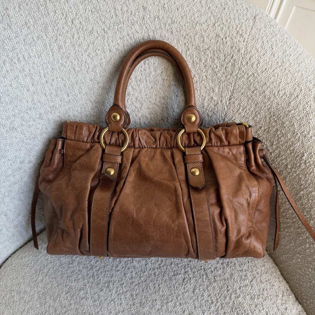 Miu Miu Vitello Leather Brown Handbag