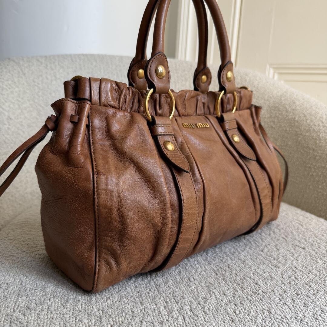 Miu Miu Vitello Leather Brown Handbag