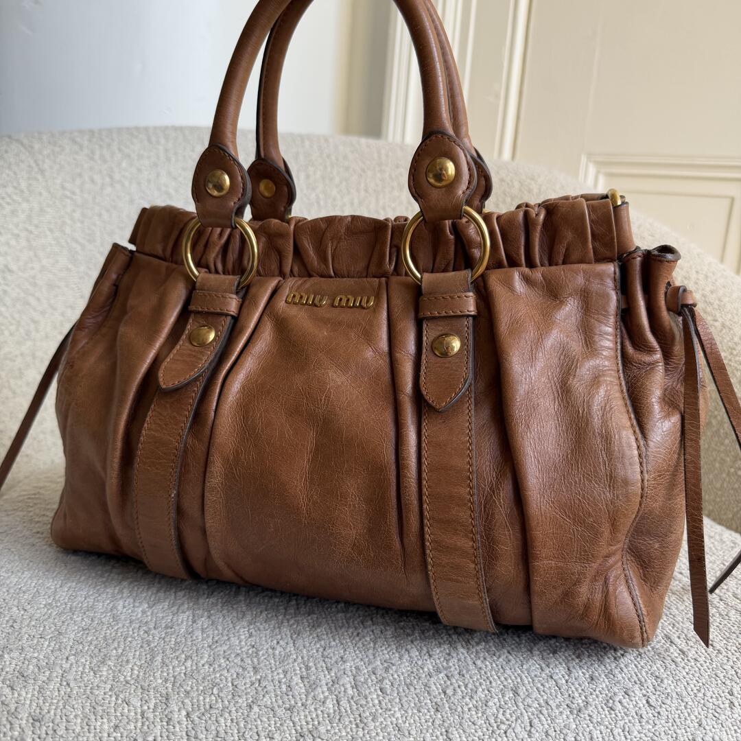 Miu Miu Vitello Leather Brown Handbag