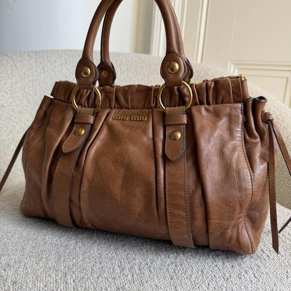 Miu Miu Vitello Leather Brown Handbag