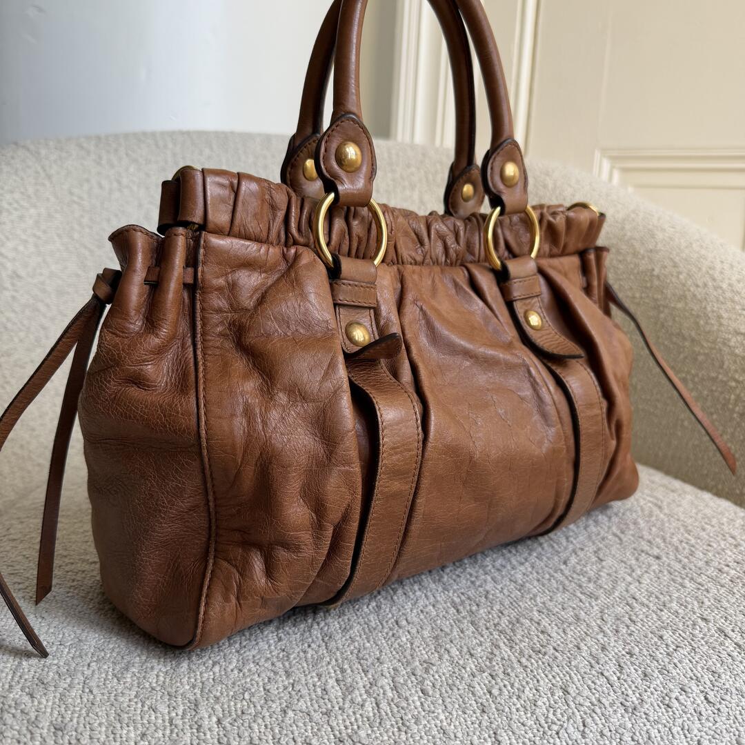 Miu Miu Vitello Leather Brown Handbag