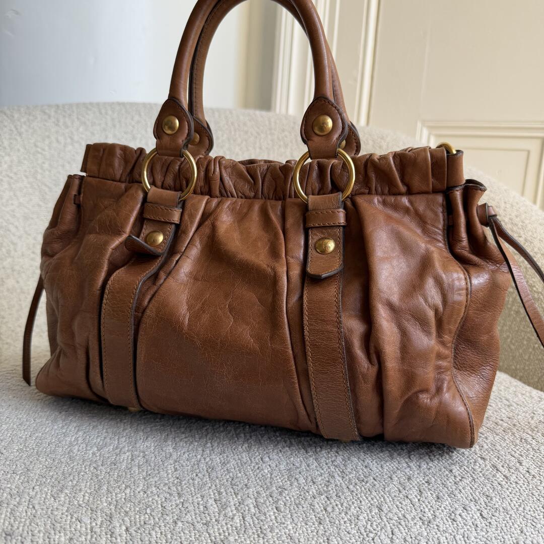Miu Miu Vitello Leather Brown Handbag