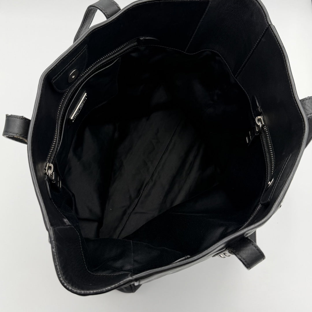Miu Miu Vitello Stud Black Leather Tote Bag