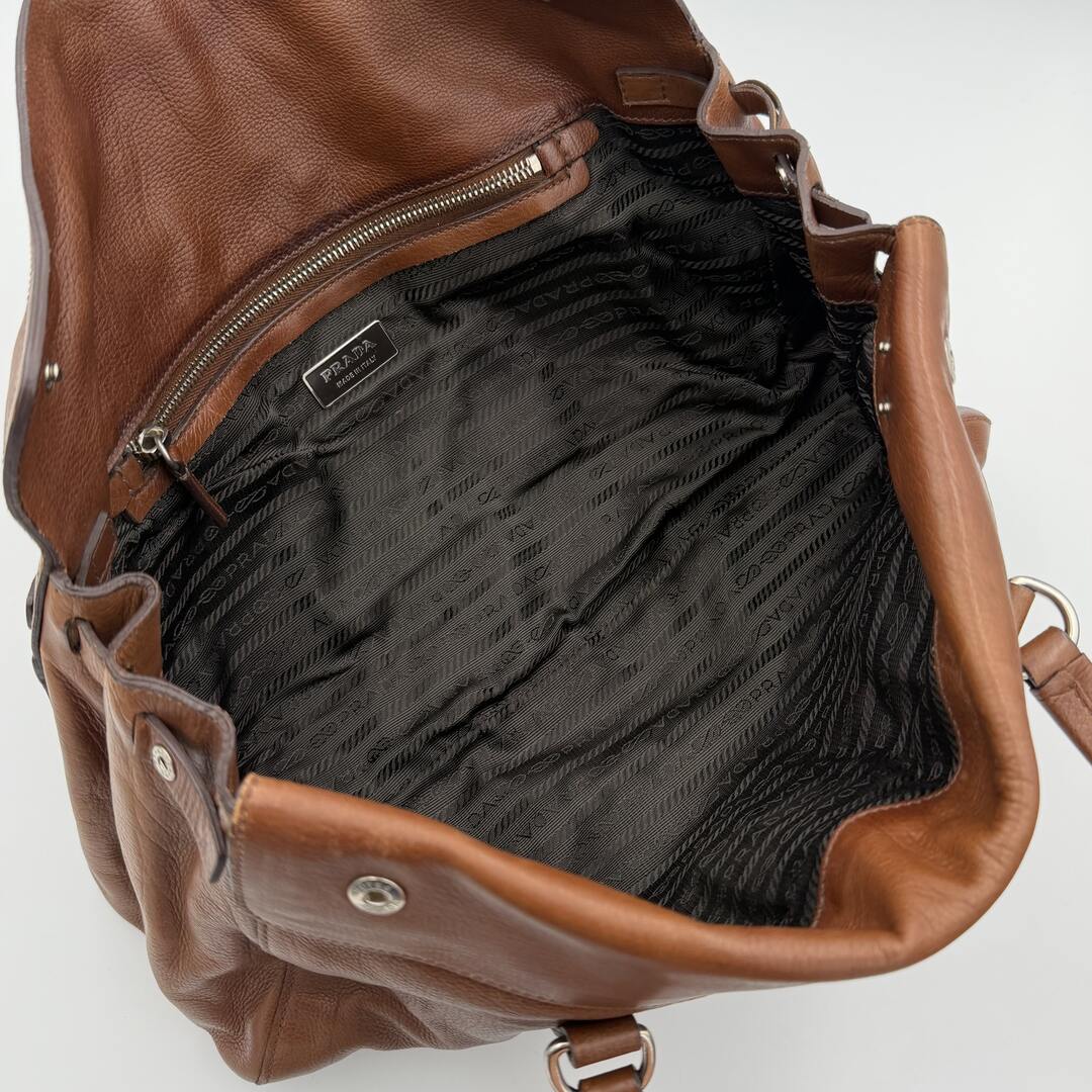 Prada Vitello Easy Leather Brown Shoulder Bag