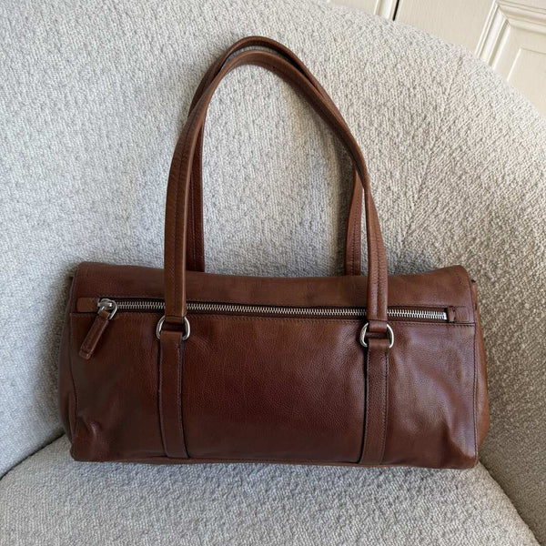 Prada Vitello Easy Leather Brown Shoulder Bag