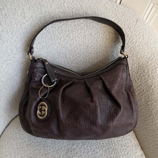 Gucci Guccissima Sukey Leather Brown Tote Bag