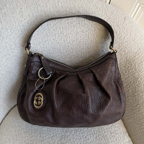 Gucci Guccissima Sukey Leather Brown Tote Bag
