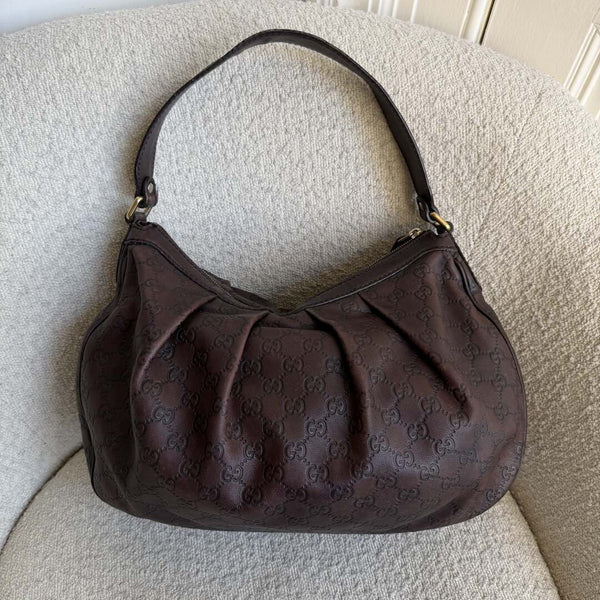 Gucci Guccissima Sukey Leather Brown Tote Bag