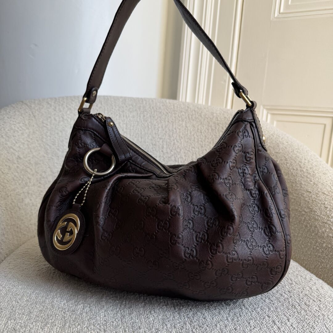 Gucci Guccissima Sukey Leather Brown Tote Bag
