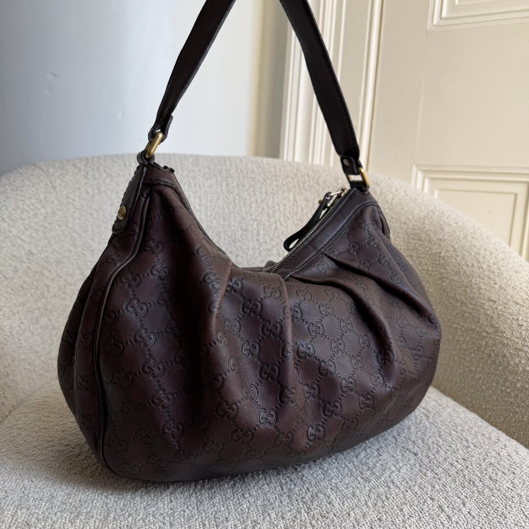 Gucci Guccissima Sukey Leather Brown Tote Bag