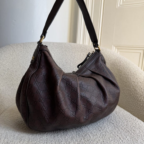 Gucci Guccissima Sukey Leather Brown Tote Bag
