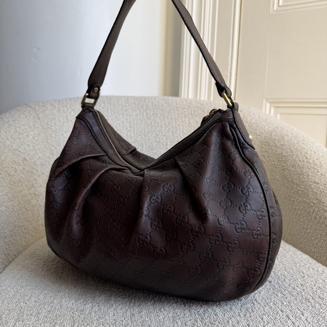Gucci Guccissima Sukey Leather Brown Tote Bag