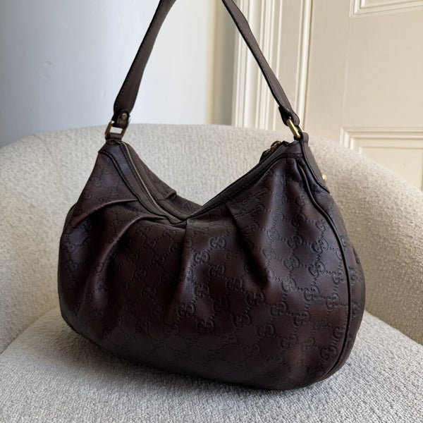 Gucci Guccissima Sukey Leather Brown Tote Bag