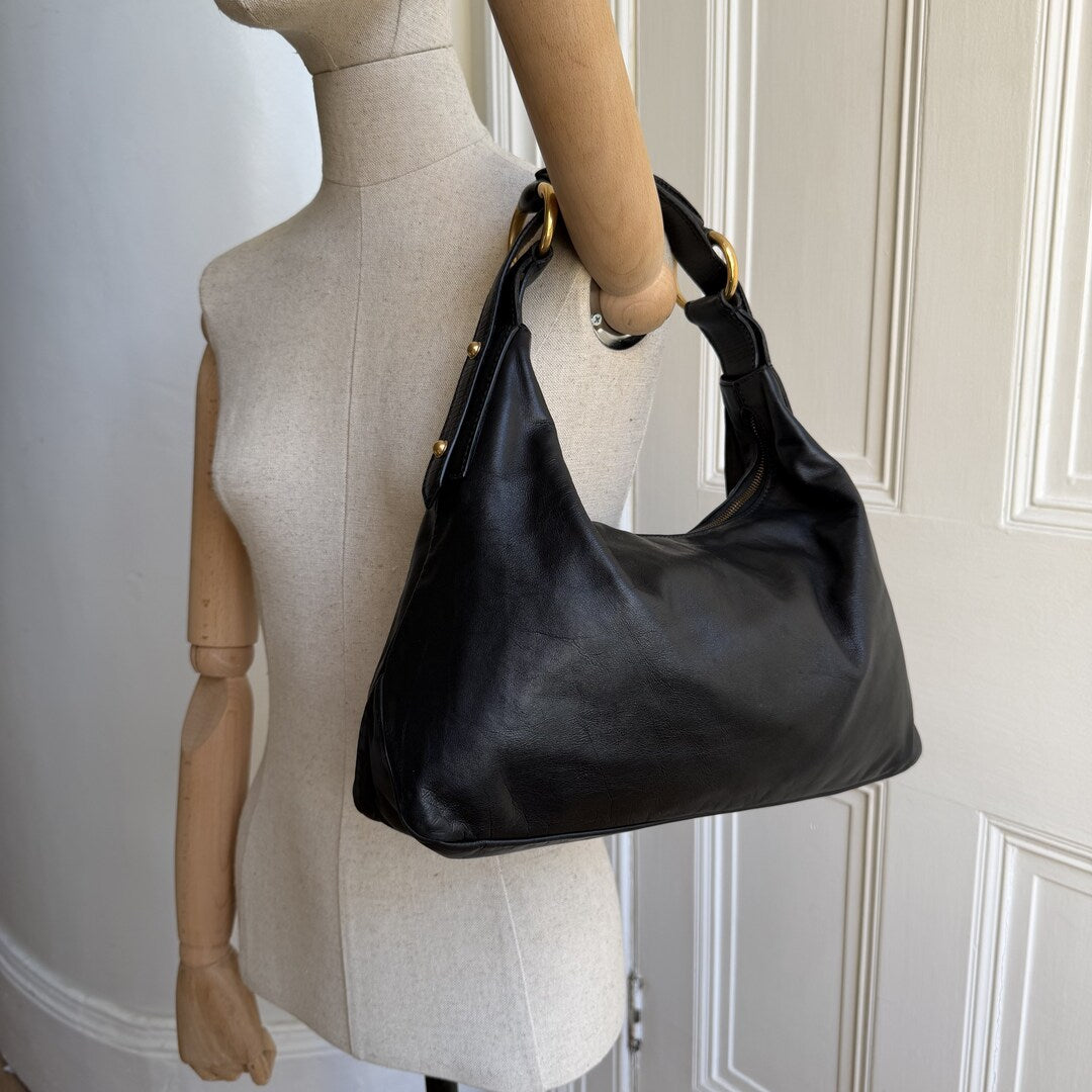 Gucci Horsebit Leather Black Shoulder Bag