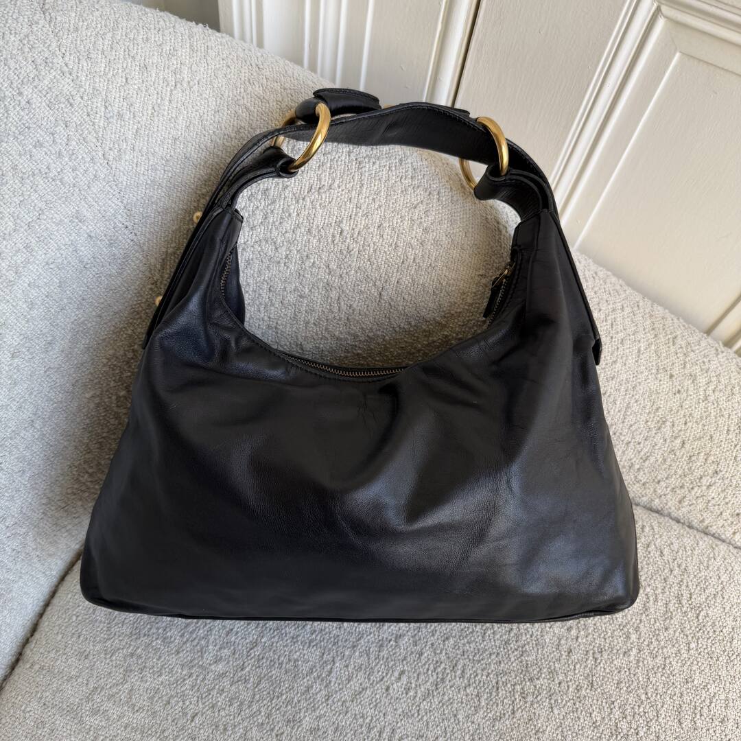 Gucci Horsebit Leather Black Shoulder Bag