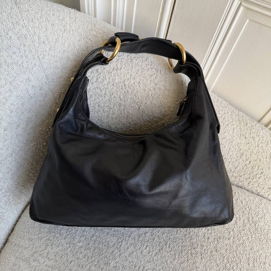 Gucci Horsebit Leather Black Shoulder Bag