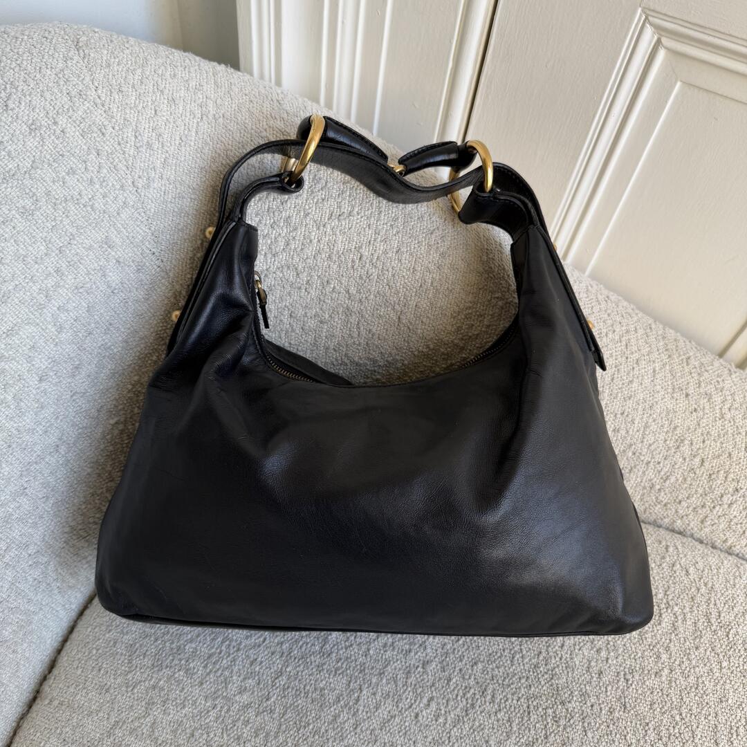 Gucci Horsebit Leather Black Shoulder Bag
