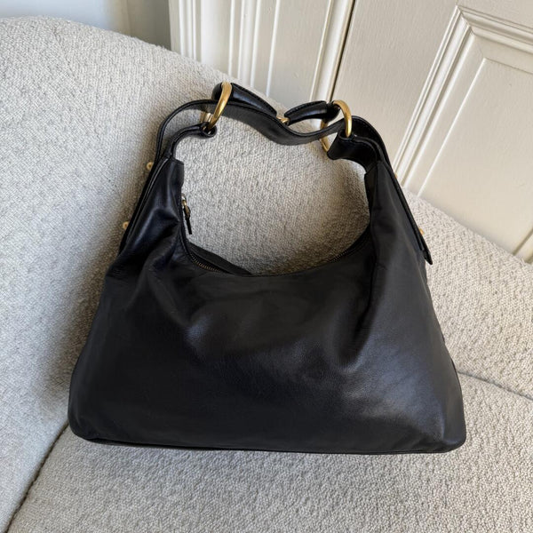Gucci Horsebit Leather Black Shoulder Bag