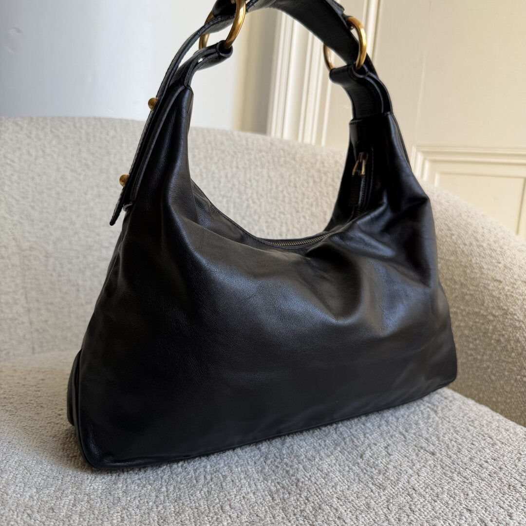 Gucci Horsebit Leather Black Shoulder Bag