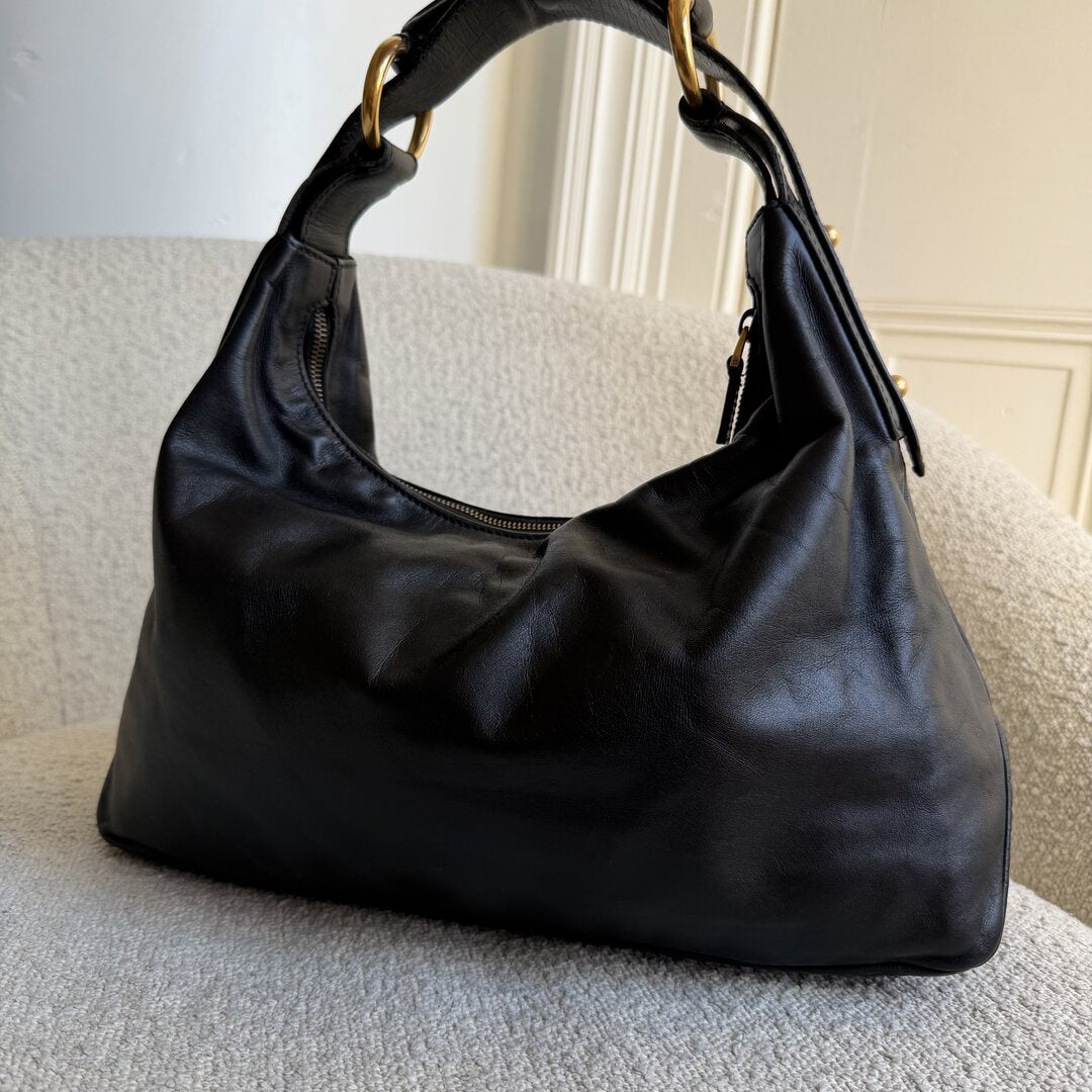 Gucci Horsebit Leather Black Shoulder Bag