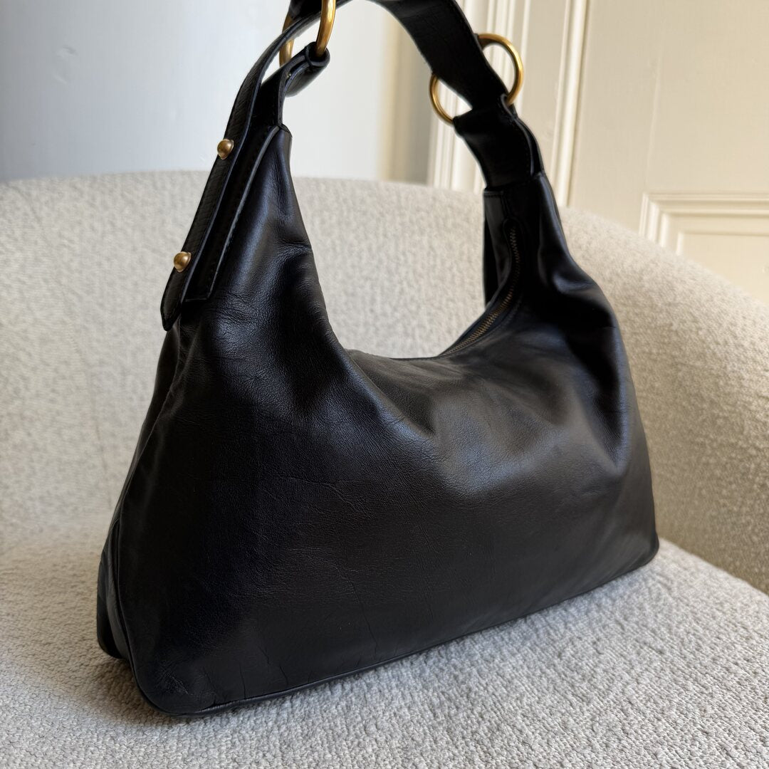 Gucci Horsebit Leather Black Shoulder Bag