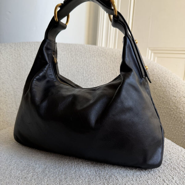 Gucci Horsebit Leather Black Shoulder Bag