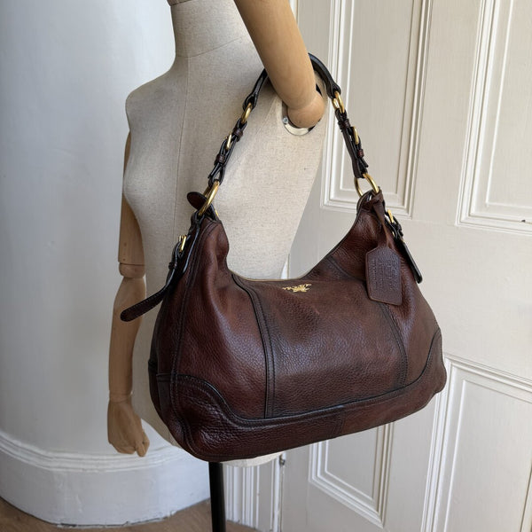 Prada Vitello Daino Brown Leather Shoulder Bag