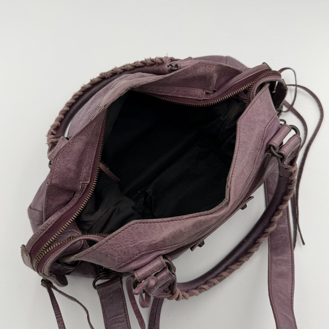 2003 Balenciaga The Town Leather Purple Handbag