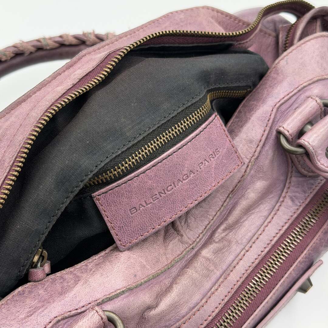 2003 Balenciaga The Town Leather Purple Handbag
