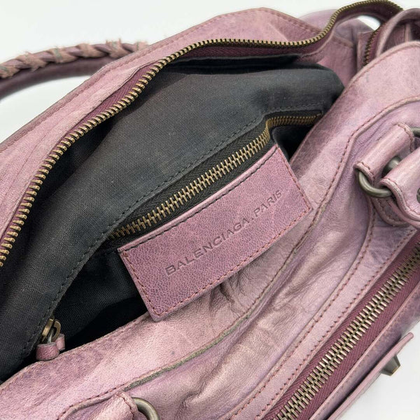2003 Balenciaga The Town Leather Purple Handbag