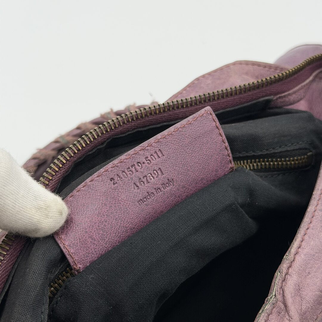 2003 Balenciaga The Town Leather Purple Handbag