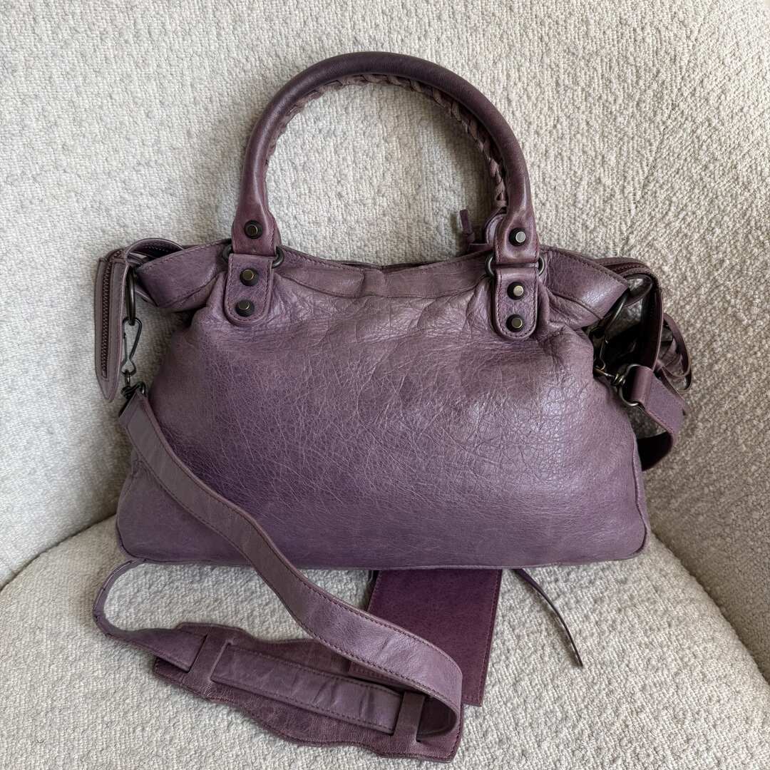 2003 Balenciaga The Town Leather Purple Handbag