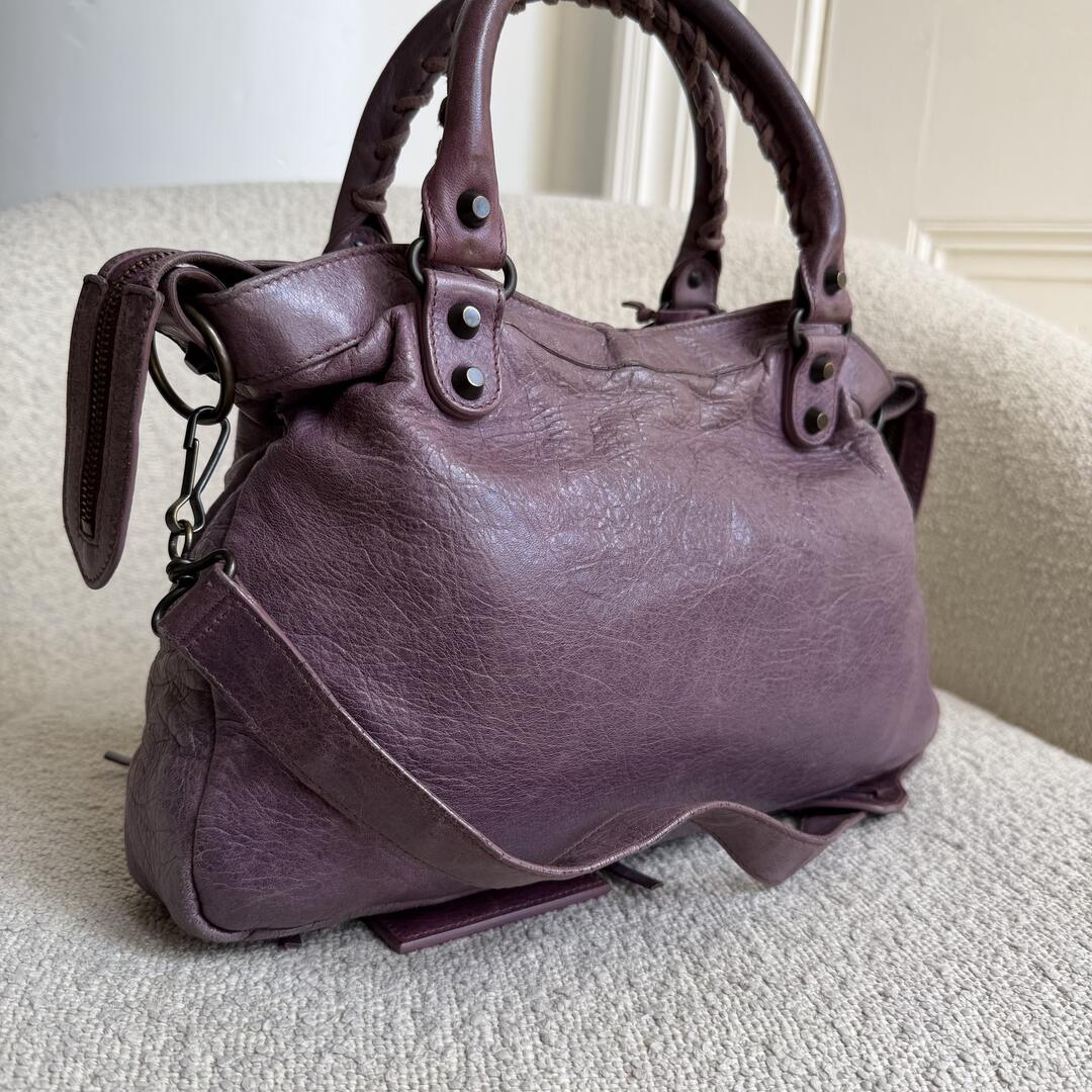 2003 Balenciaga The Town Leather Purple Handbag