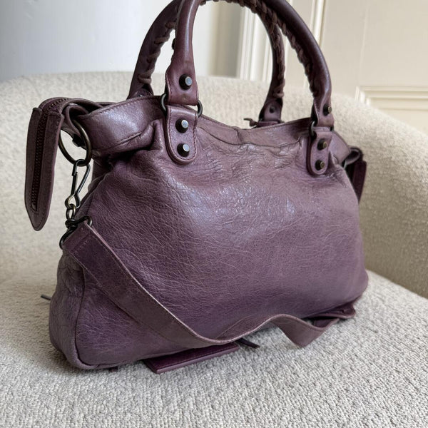 2003 Balenciaga The Town Leather Purple Handbag