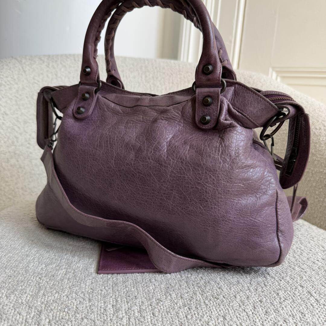 2003 Balenciaga The Town Leather Purple Handbag