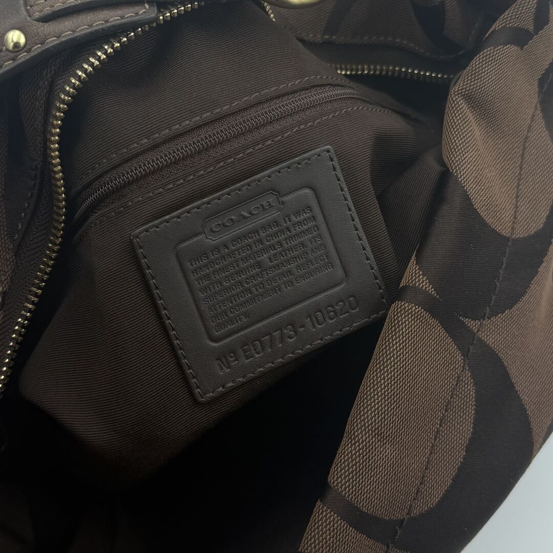 Coach Signature Brown Studded Shoulder Bag